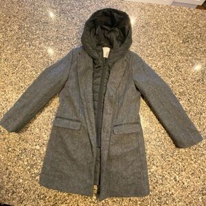 ZARA KIDS Gray on Grey Herringbone Jacket with hood  Size 9/10